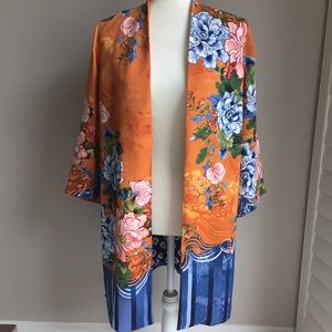 Chicos size 0 floral long open Cardigan kimono top